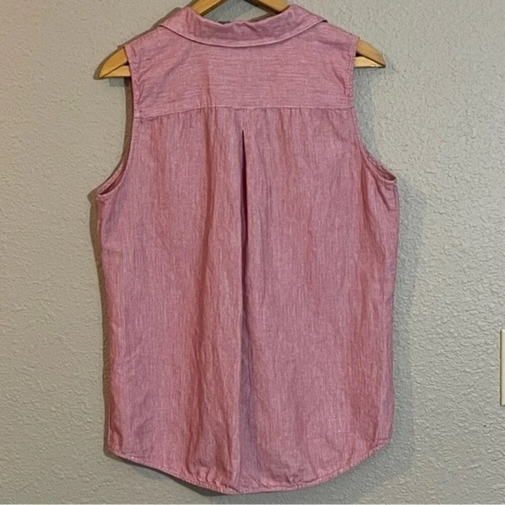 Liz Claiborne sleeveless top, front pocket. Red and White. Women’s Large. - Picture 5 of 5